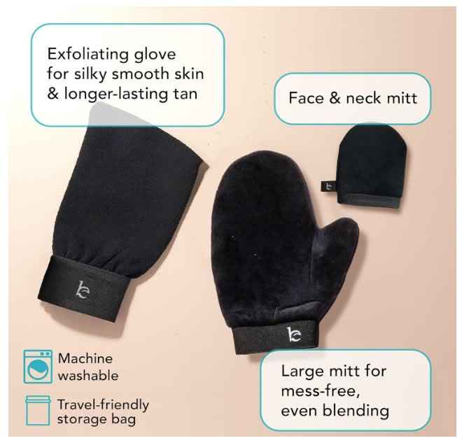 Beauty By Earth Self Tanner Body & Face Applicator & Exfoliating Glove